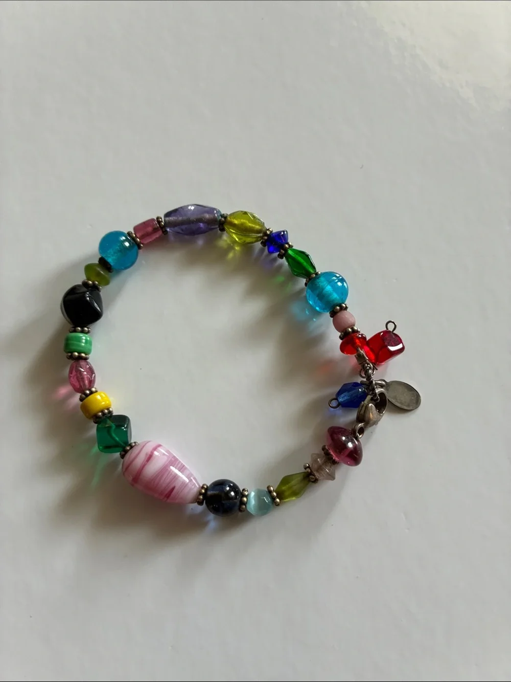 Murano Multicolor Glass Bead Bracelet with Silver Murano Tag - Picture 4 of 4